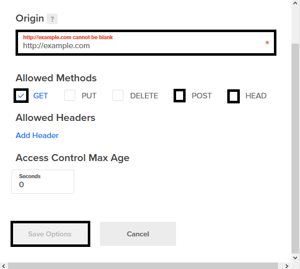 Add Origin domain name