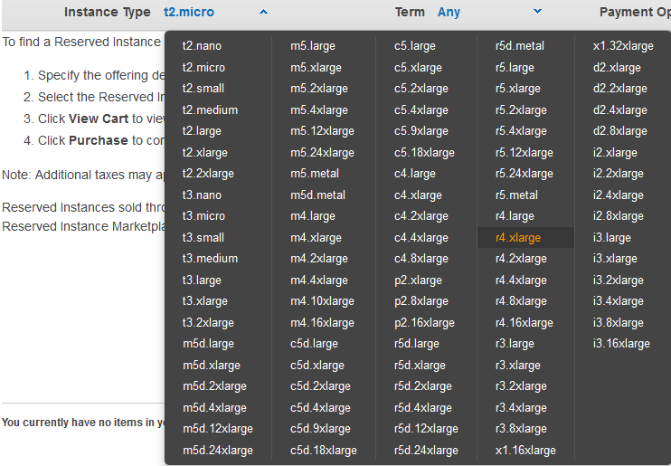 Choose from any of the options from the drop down key