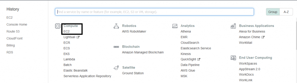 Choose Compute and EC2