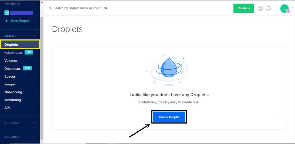 Create new droplet
