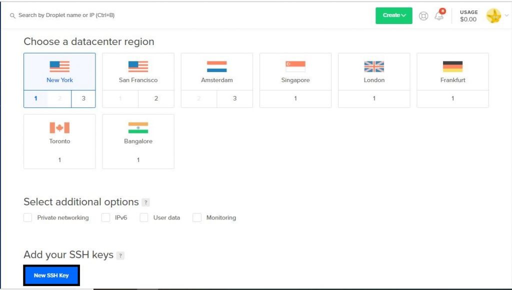 Choose a datacenter region.