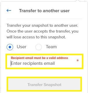 Transfer to another user