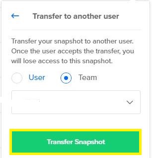Transfer to another user/team
