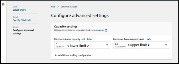 Configuration of Database Advanced Settings