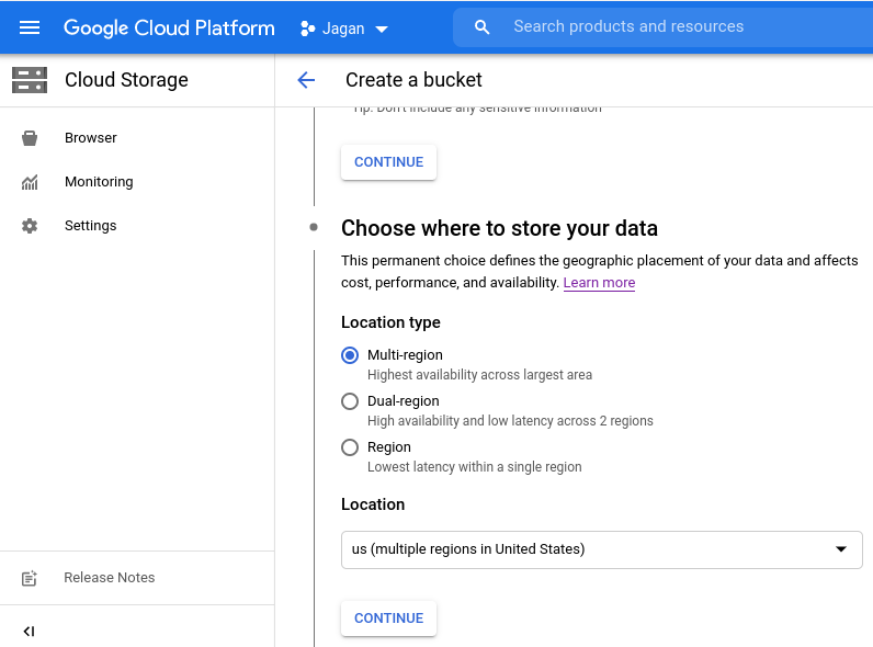 Cloud Storage locations