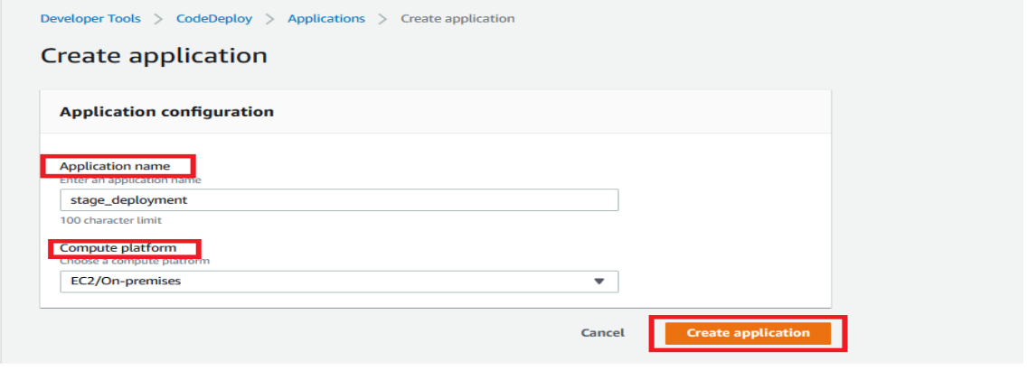 SAAS Codedeploy create application