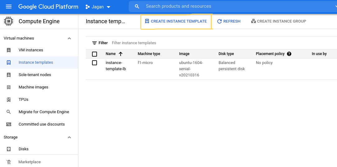 Creating an instance template