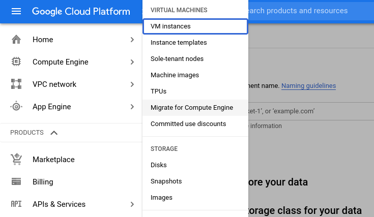 Selecting the VM instances