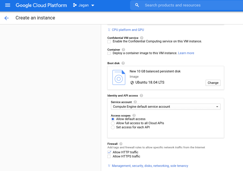 Instance details