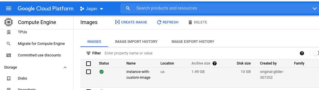 Custom image in GCP