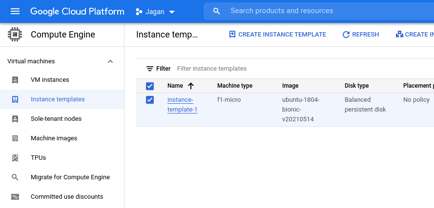 Instance template in GCP