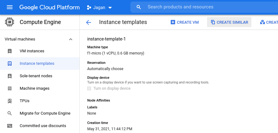 Instance template in GCP