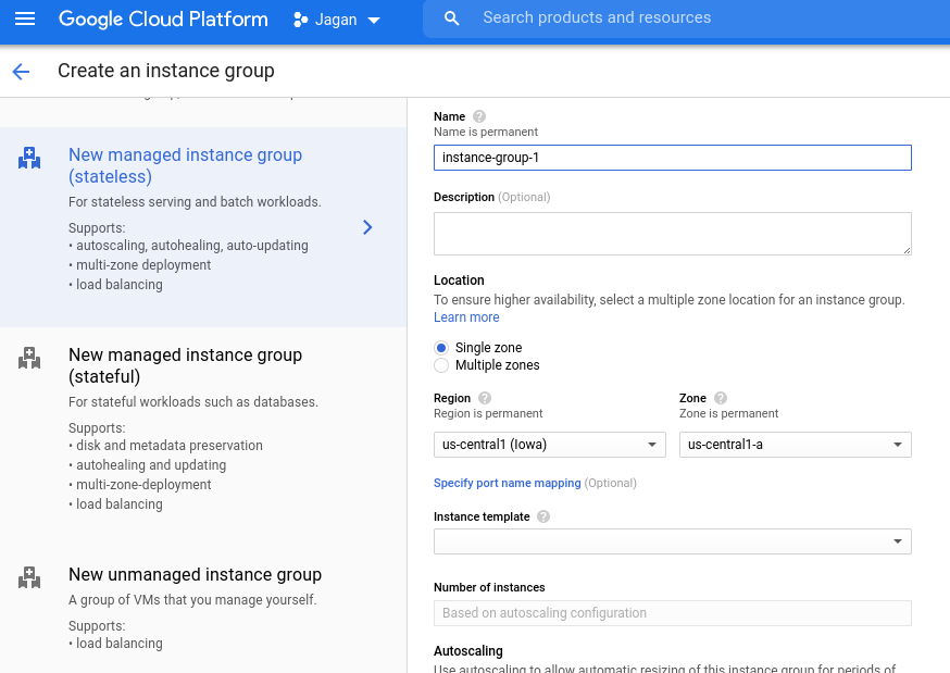 Instance group