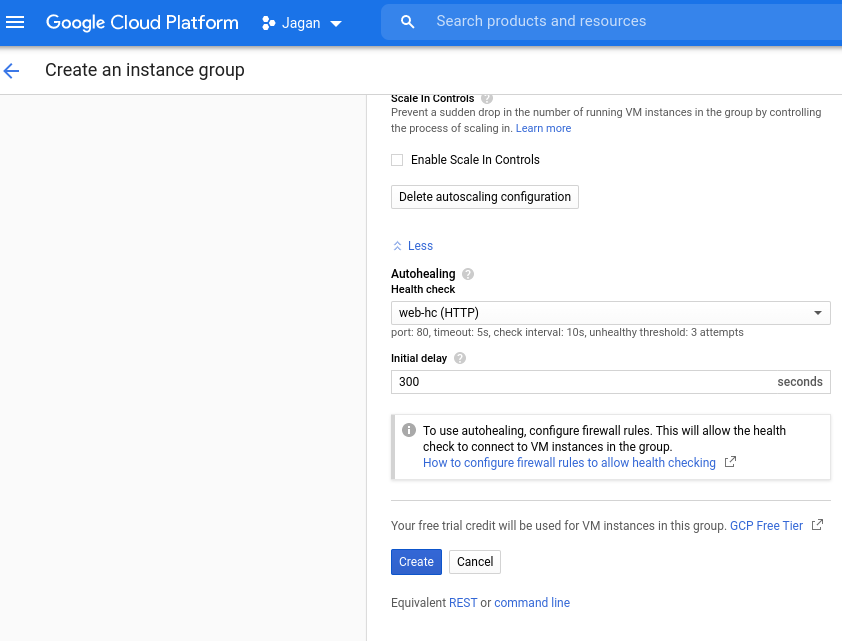 Creating a instance group