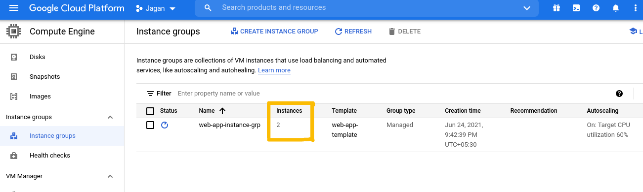 instance group created