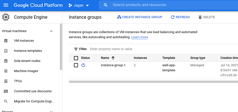 Instance groups in GCP