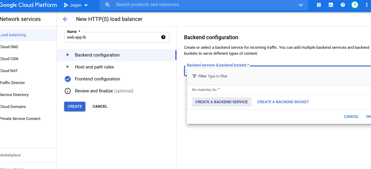 Backend service in Load balancer