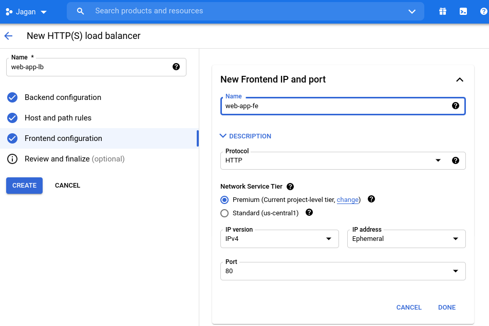 Configuring the Frontend service