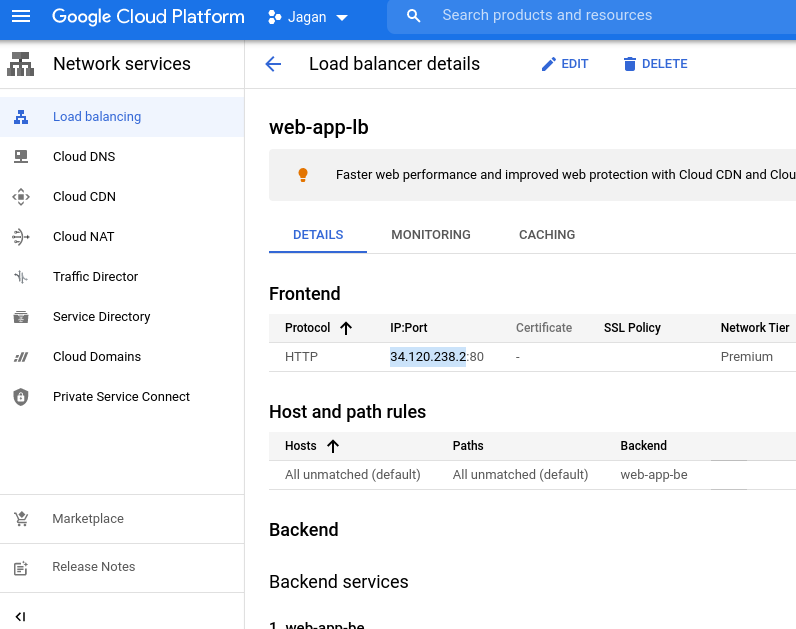 Selecting the Load Balancer IP