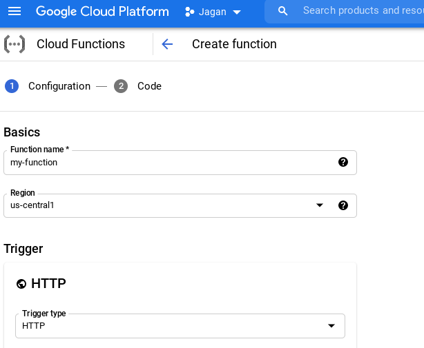 Creating a Cloud Functions