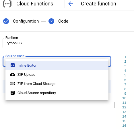 Choosing a Source code path in cloud function