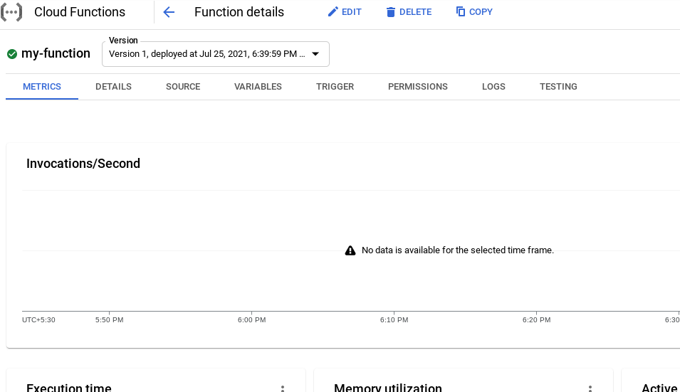 Exploring Cloud function Metrics