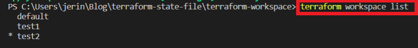 Terraform State File Workspace List