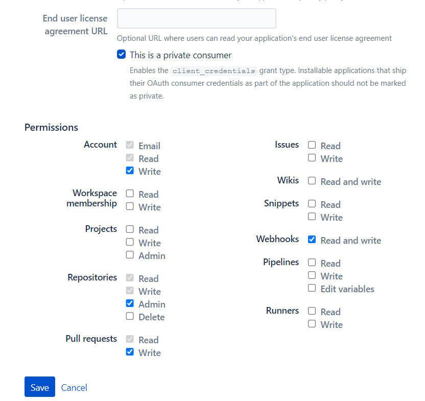 Bitbucket OAuth Permission