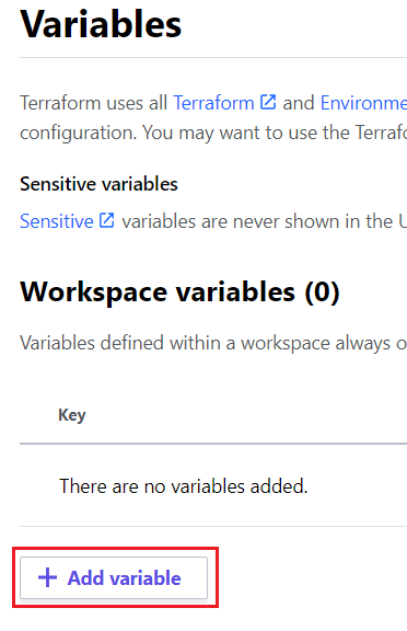 Terraform Cloud Add Variables