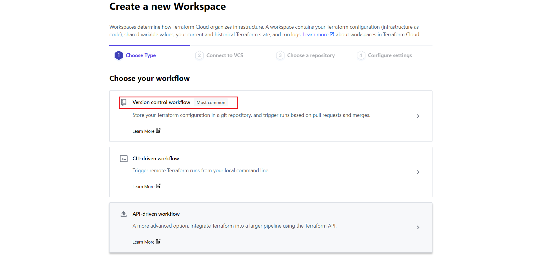 Terraform Cloud Choose Vcs