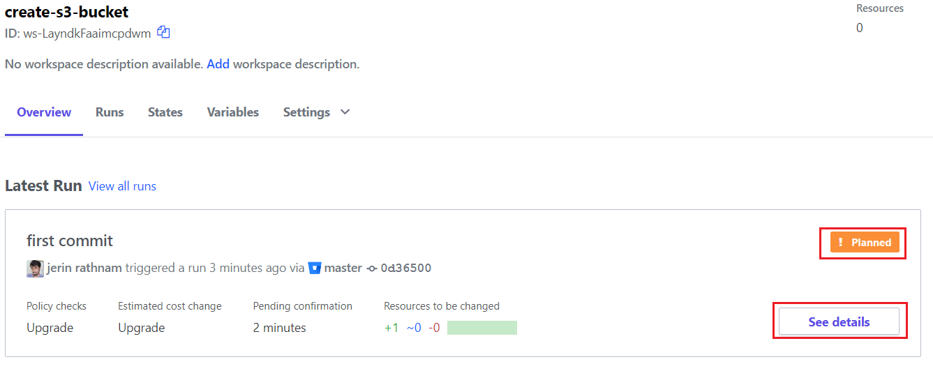 Terraform Cloud Planned Details