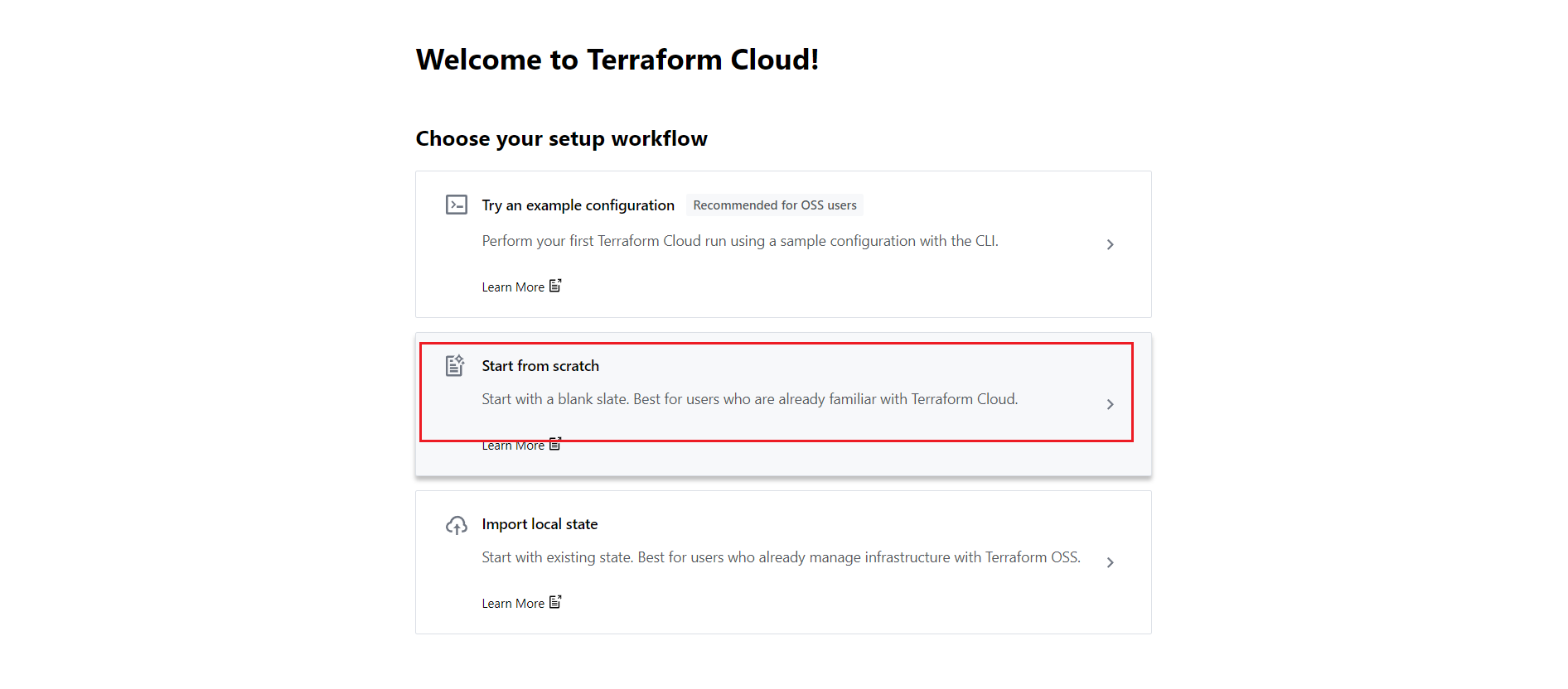 Terraform Cloud Workflow Create