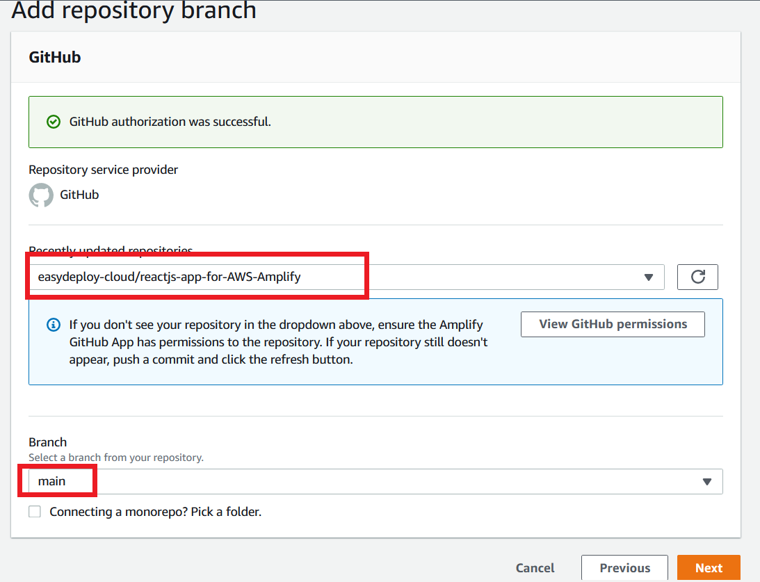 AWS Amplify Add Repository