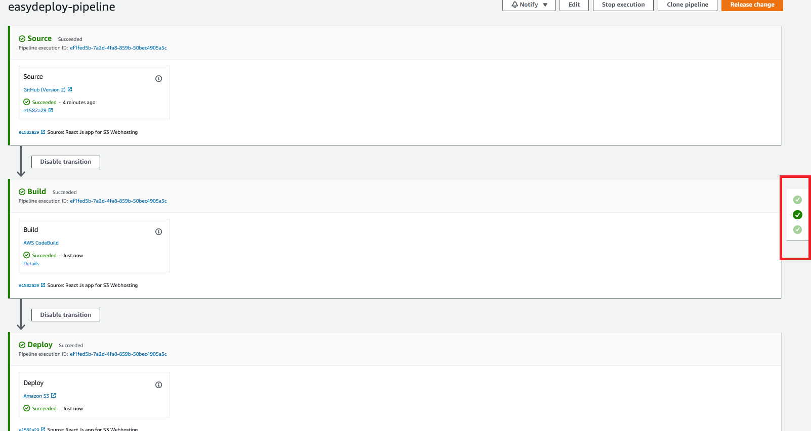 Terraform S3 Static Webhosting codepipeline Created Success