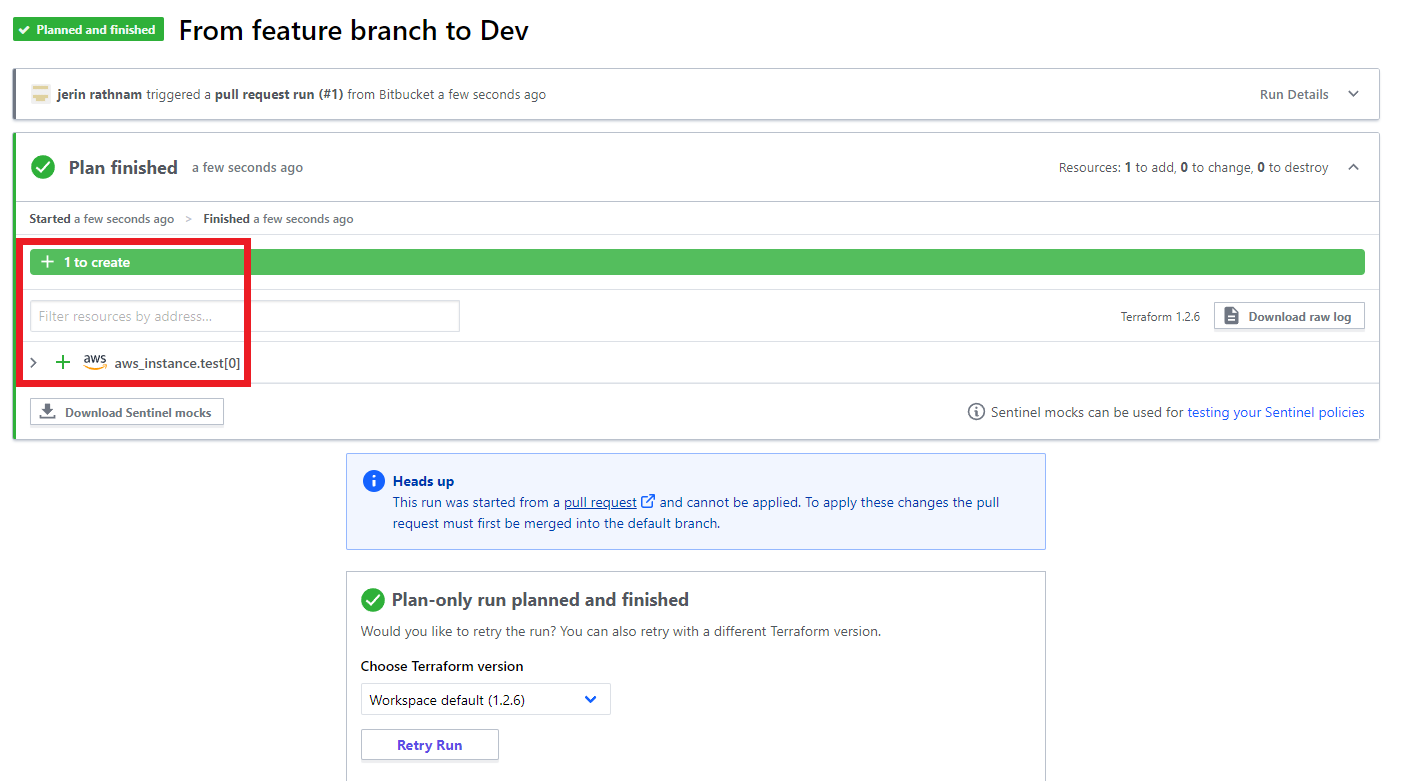 Terraform Workspaces Dev Plan finished