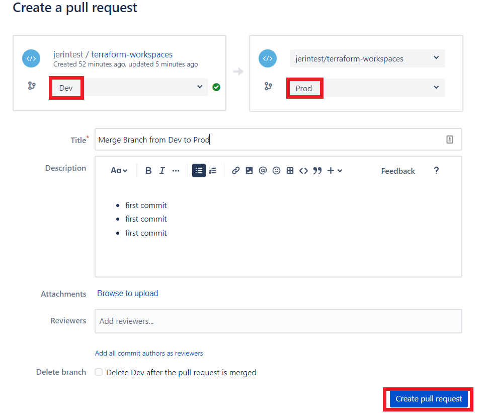 Terraform Workspaces Prod Pull Request