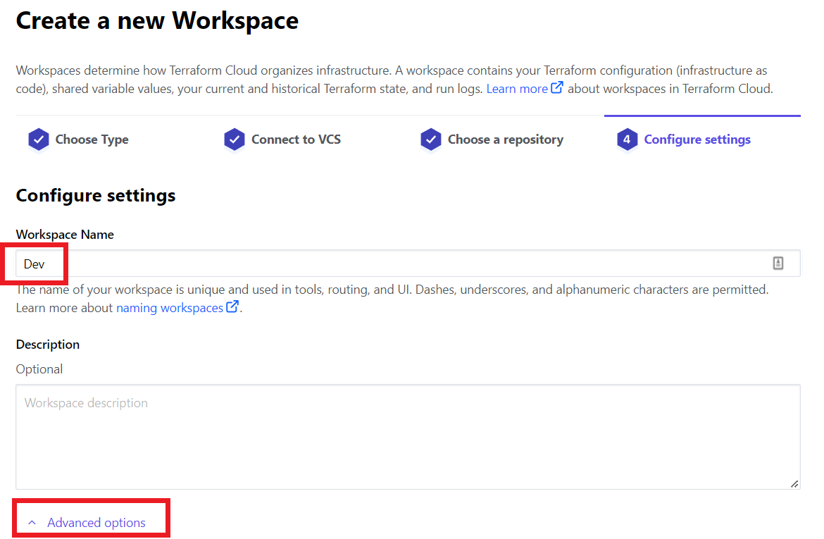 Terraform workspace Dev Name