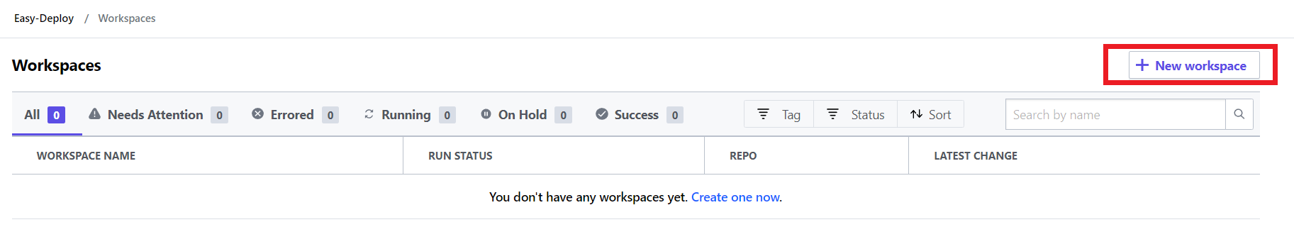 Terraform workspace New