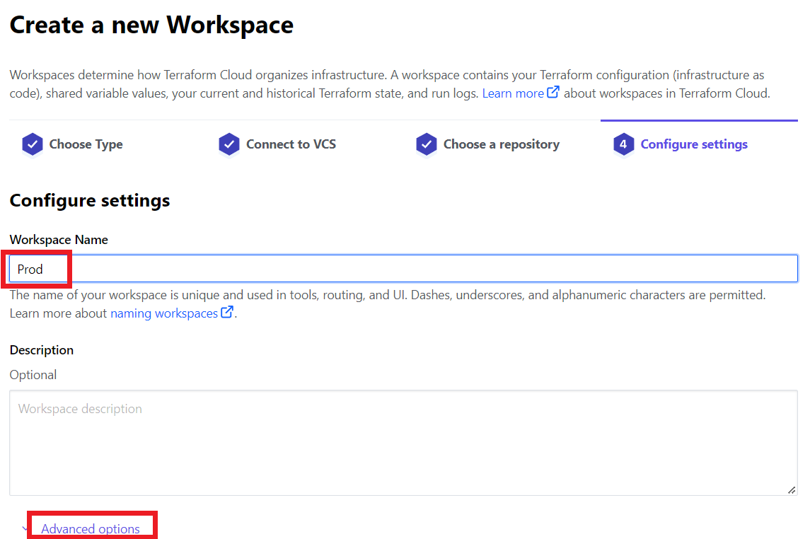 Terraform workspace Prod Name