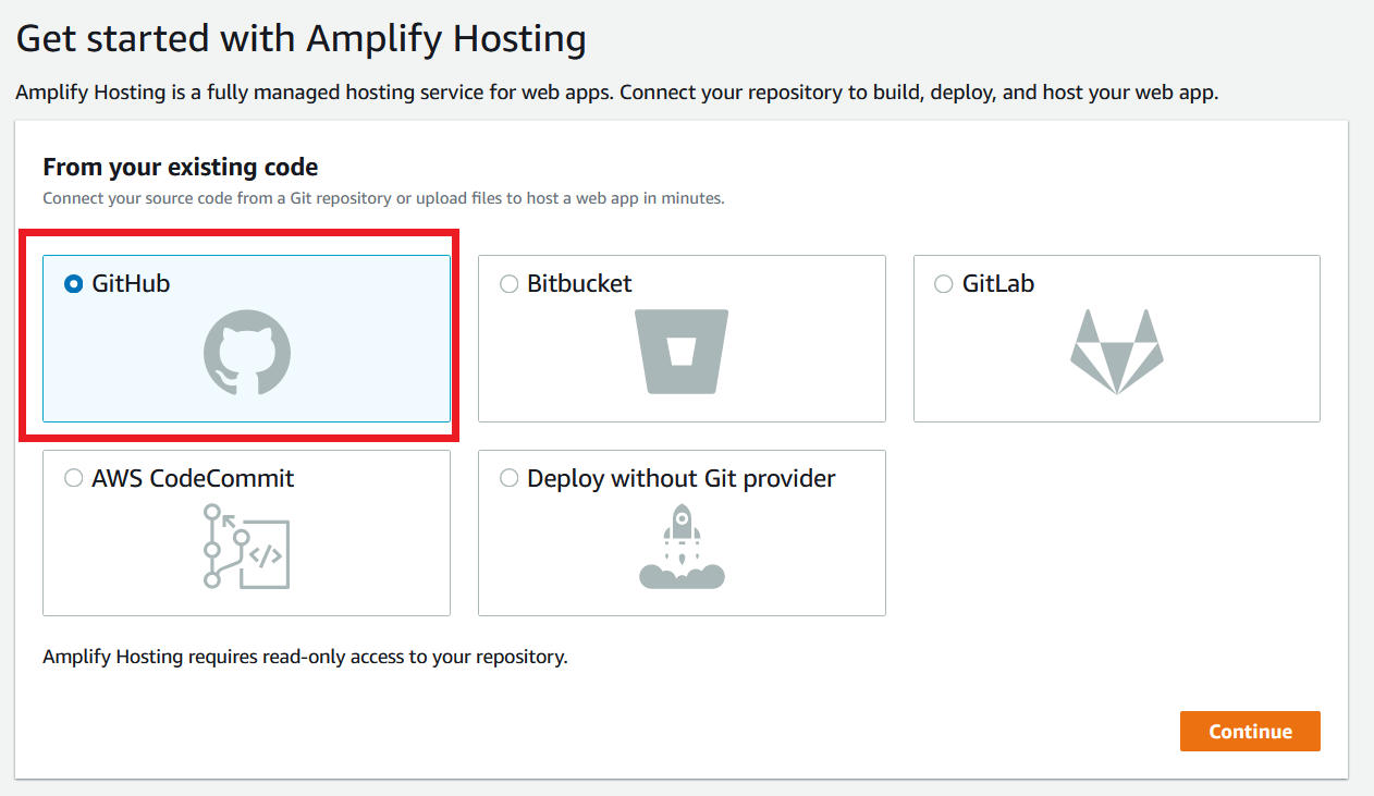 AWS Amplify choose Github Amplify