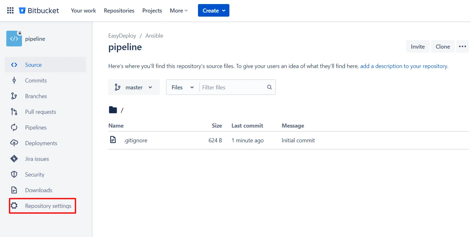 Clone a Bitbucket repository using Bitbucket Pipeline repository settings