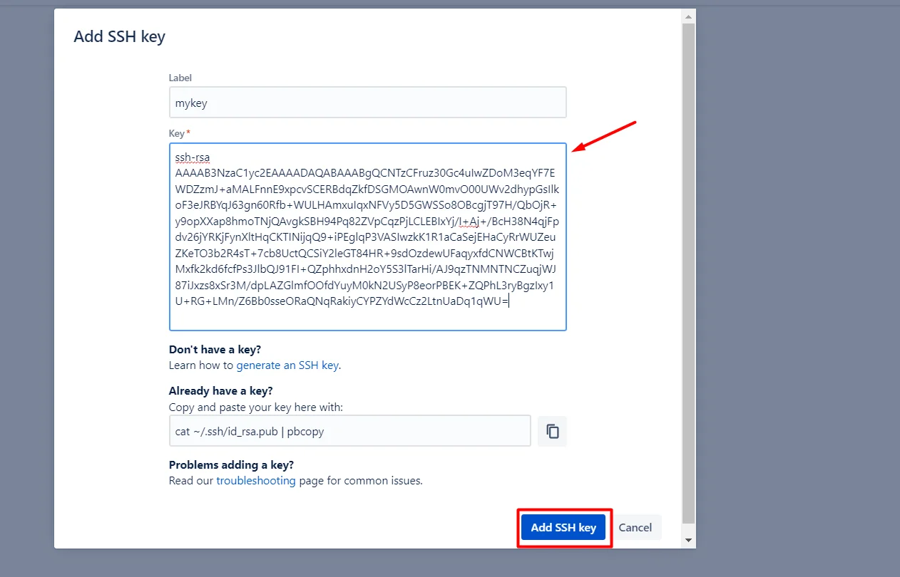 Clone a Bitbucket repository using Bitbucket Pipeline public key added