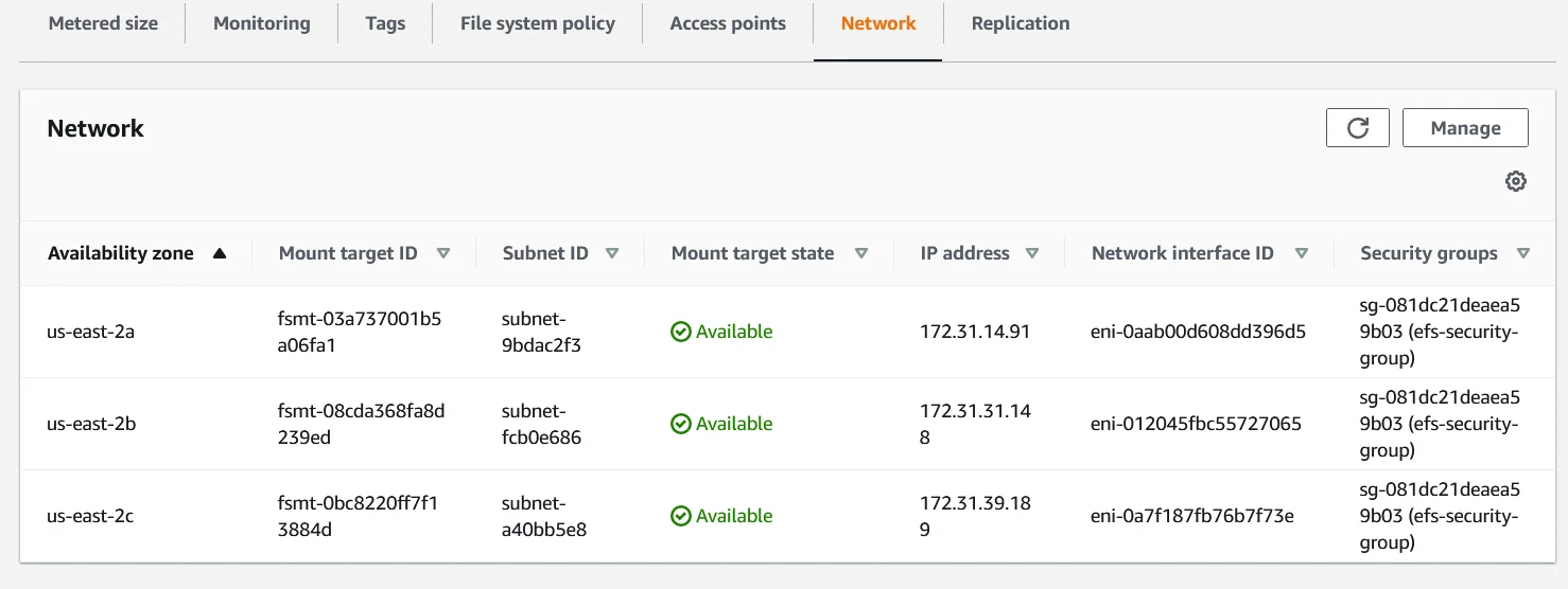 EFS mount with ec2 Target State Available