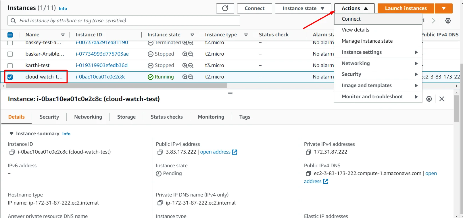 setup Memory(RAM) and diskspace monitor for EC2 instance in AWS CloudWatch ec2 action