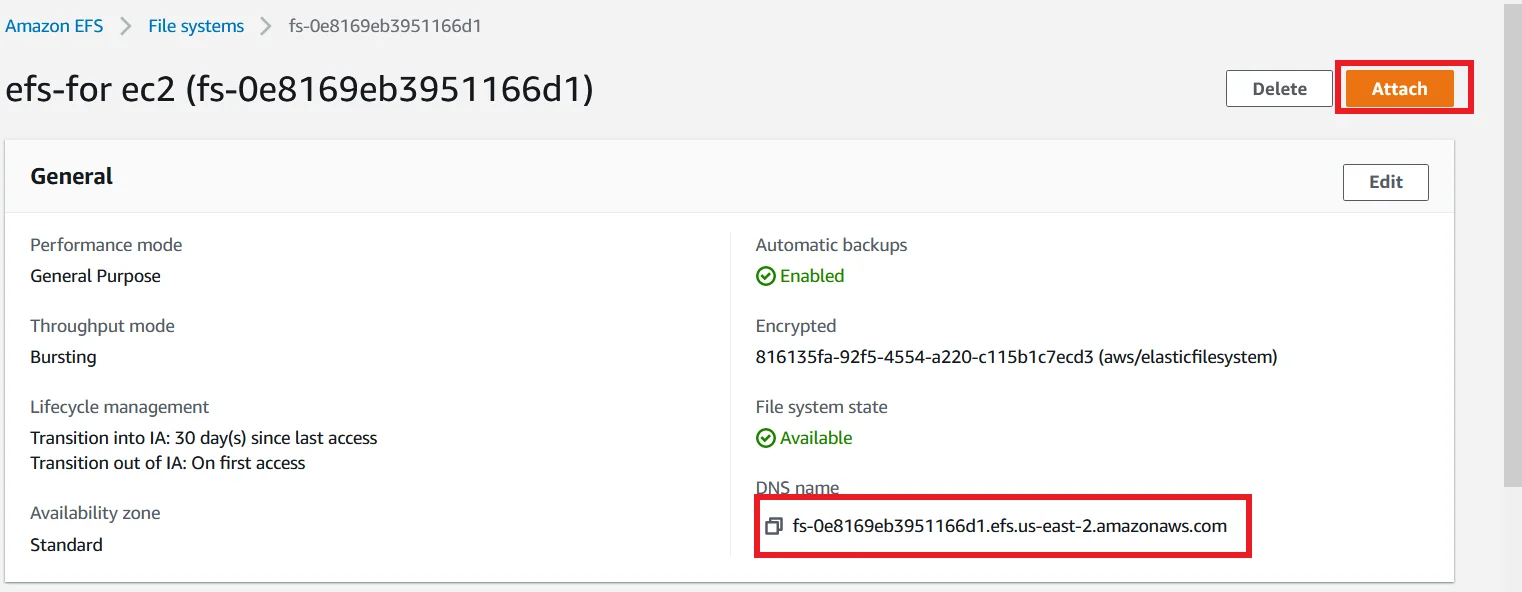 EFS mount with ec2 Mount via DNS Name