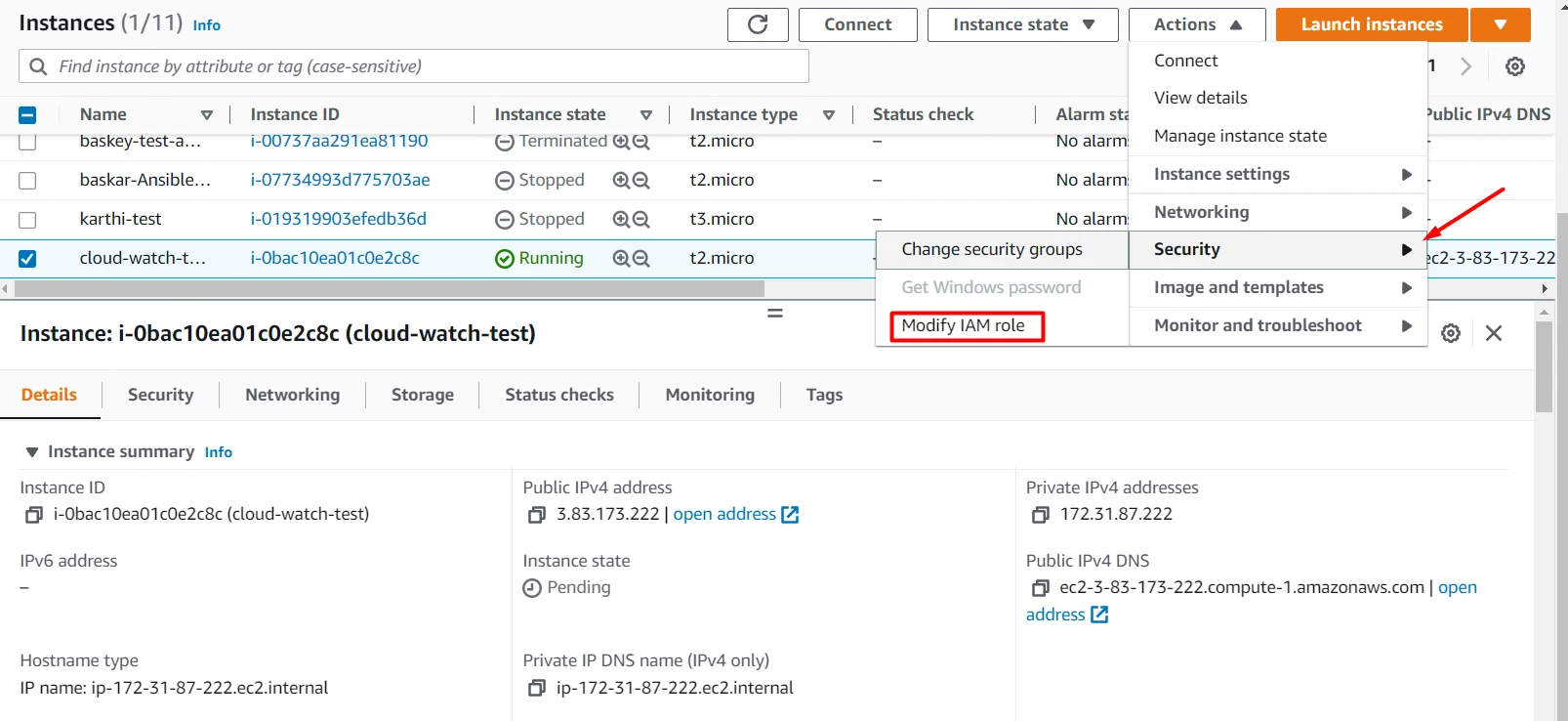 setup Memory(RAM) and diskspace monitor for EC2 instance in AWS CloudWatch modify IAM