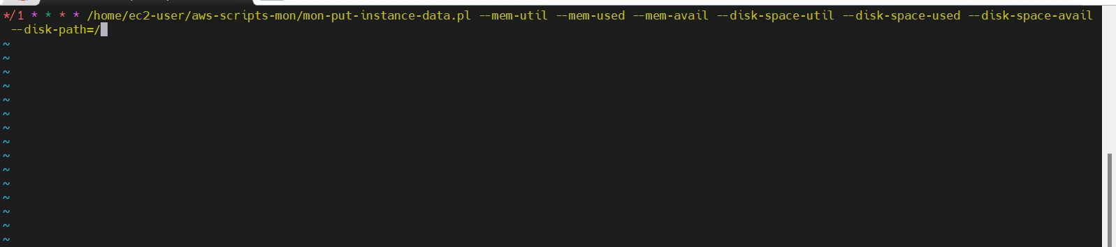 setup Memory(RAM) and diskspace monitor for EC2 instance in AWS CloudWatch crontab file