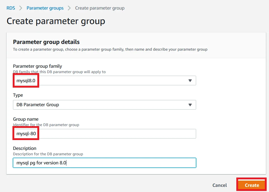 Upgrade MySQL 5.7 RDS DB Instance to Latest Version with Zero Downtime Edit Parameter group 8.0