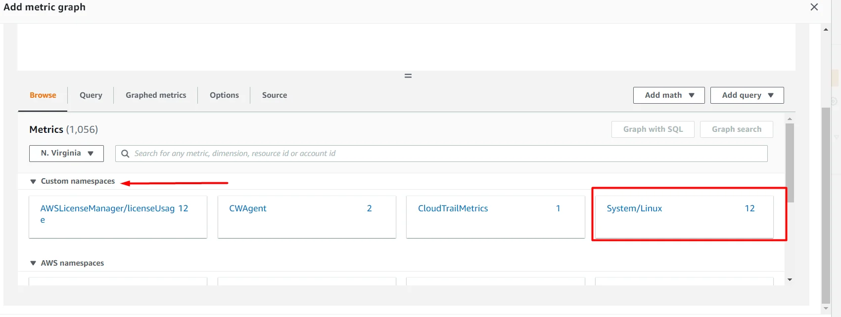 setup Memory(RAM) and diskspace monitor for EC2 instance in AWS CloudWatch namespace