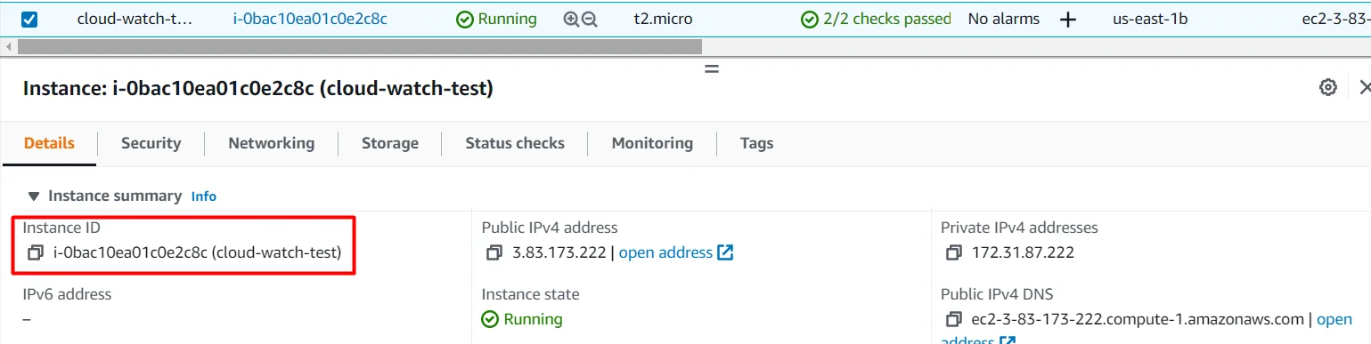 setup Memory(RAM) and diskspace monitor for EC2 instance in AWS CloudWatch instance id